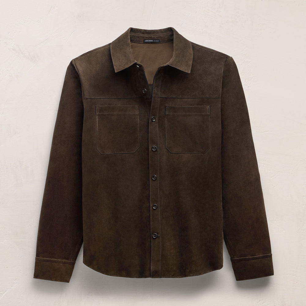 Suede Western Shirt - Bark | James Perse Los Angeles