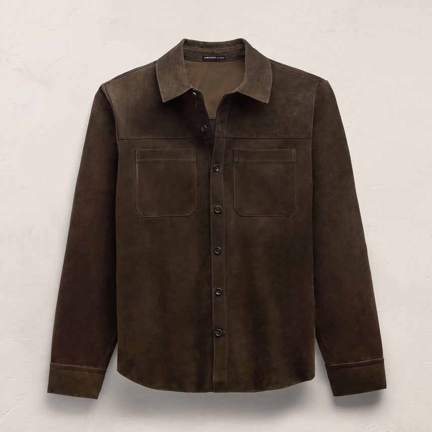 Suede Western Shirt - Bark | James Perse Los Angeles