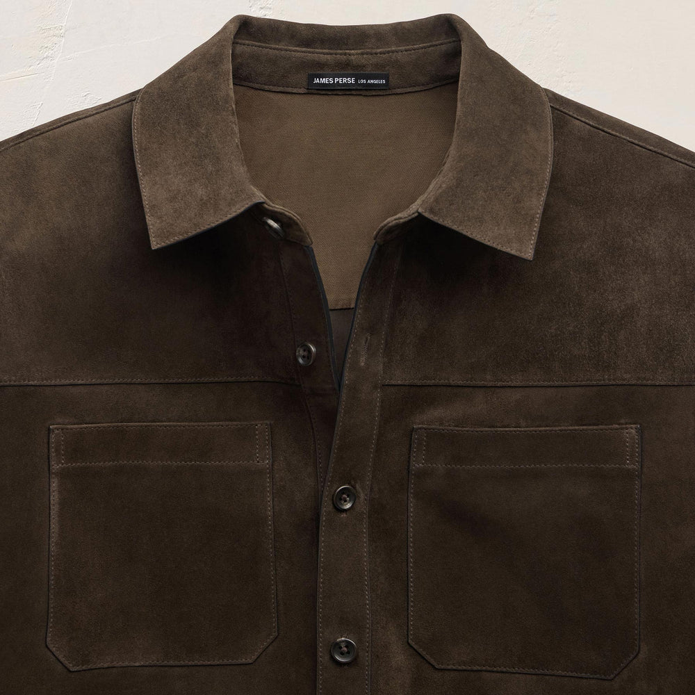 Suede Western Shirt - Bark | James Perse Los Angeles