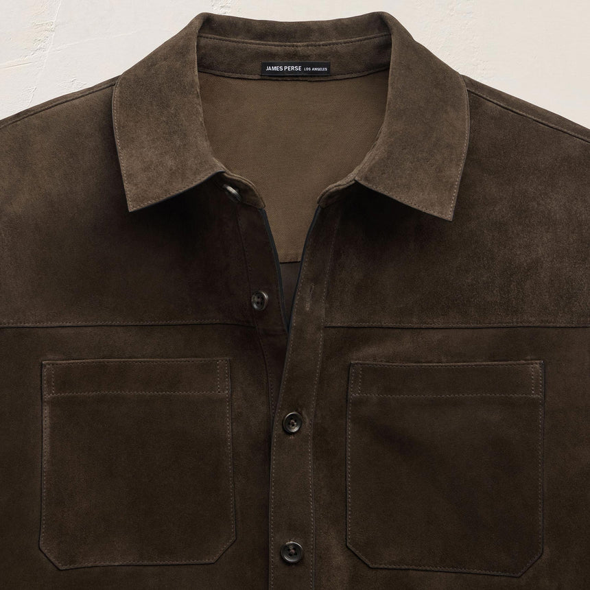 Suede Western Shirt - Bark | James Perse Los Angeles