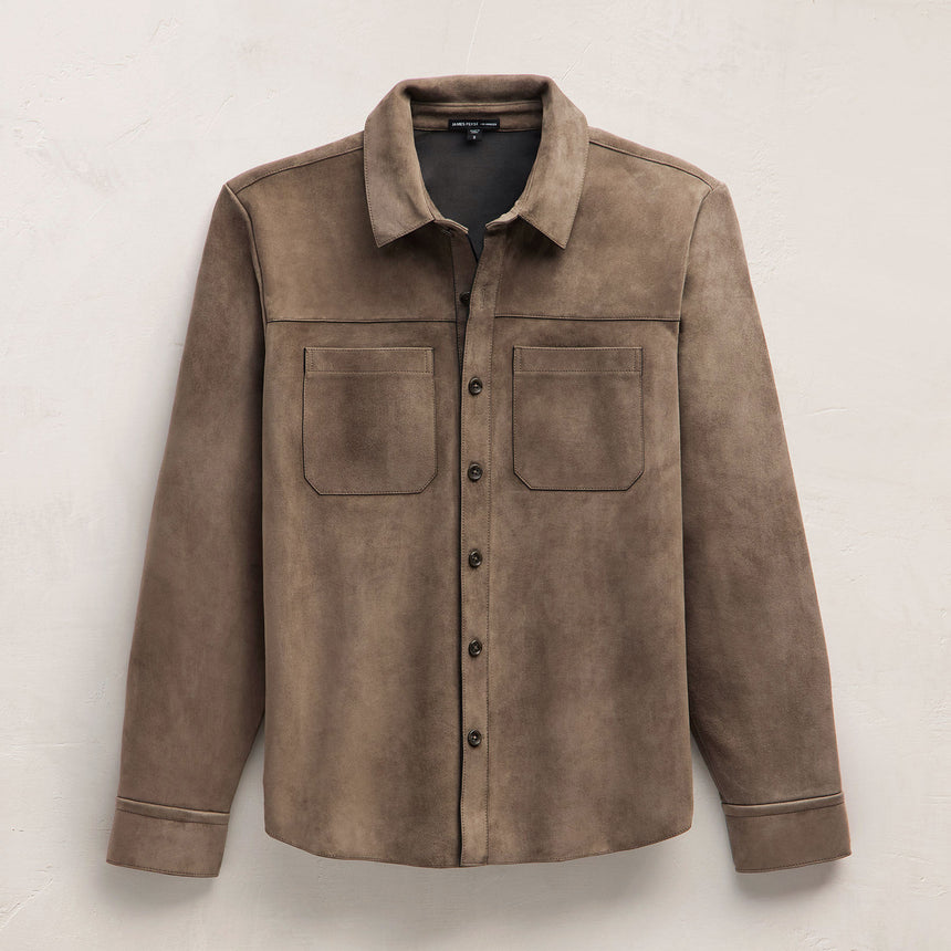 Suede Western Shirt in Caribou | James Perse Los Angeles FLAT