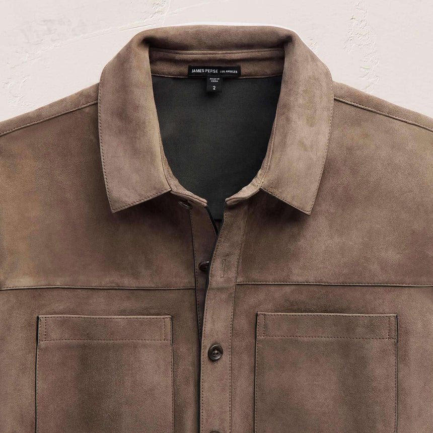 Suede Western Shirt in Caribou | James Perse Los Angeles FLAT