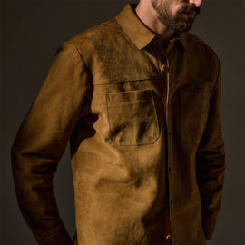 Suede Western Shirt in Tobacco | James Perse Los Angeles
