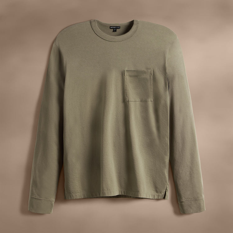 Long Sleeve Pocket Crew in Peet | James Perse Los Angeles