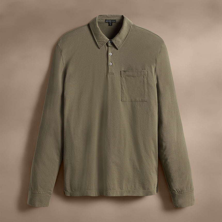 Long Sleeve Pocket Polo in Peet | James Perse Los Angeles