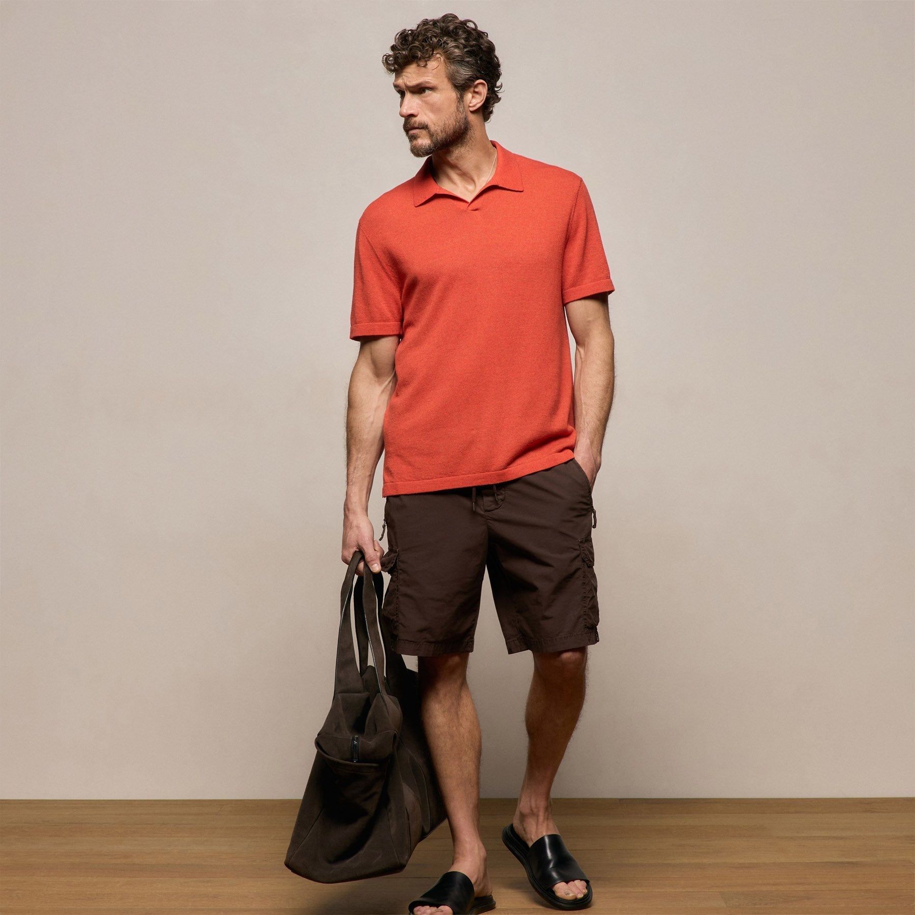 Cotton Cashmere Polo in Blood Orange | James Perse Los Angeles