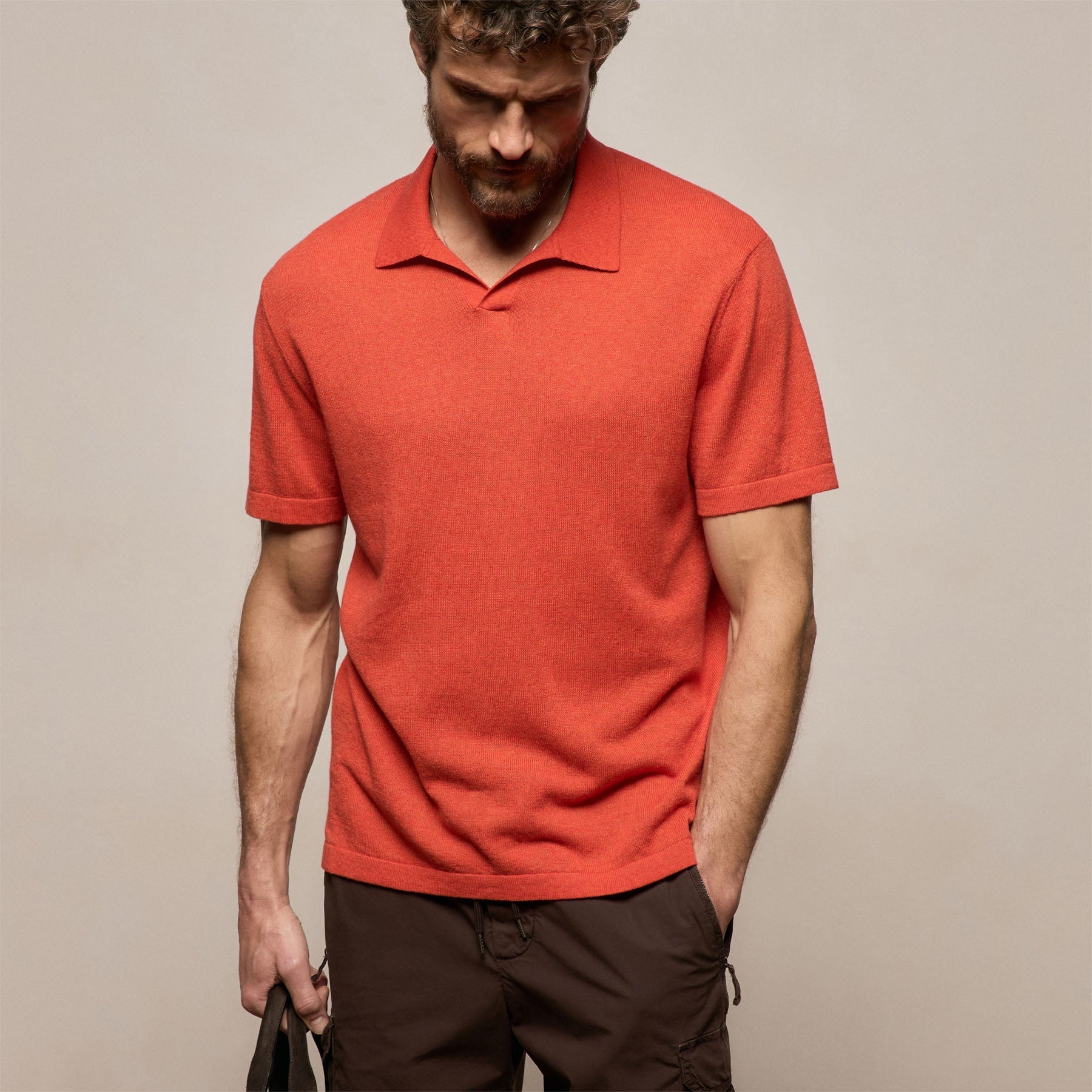 Cotton Cashmere Polo in Blood Orange | James Perse Los Angeles