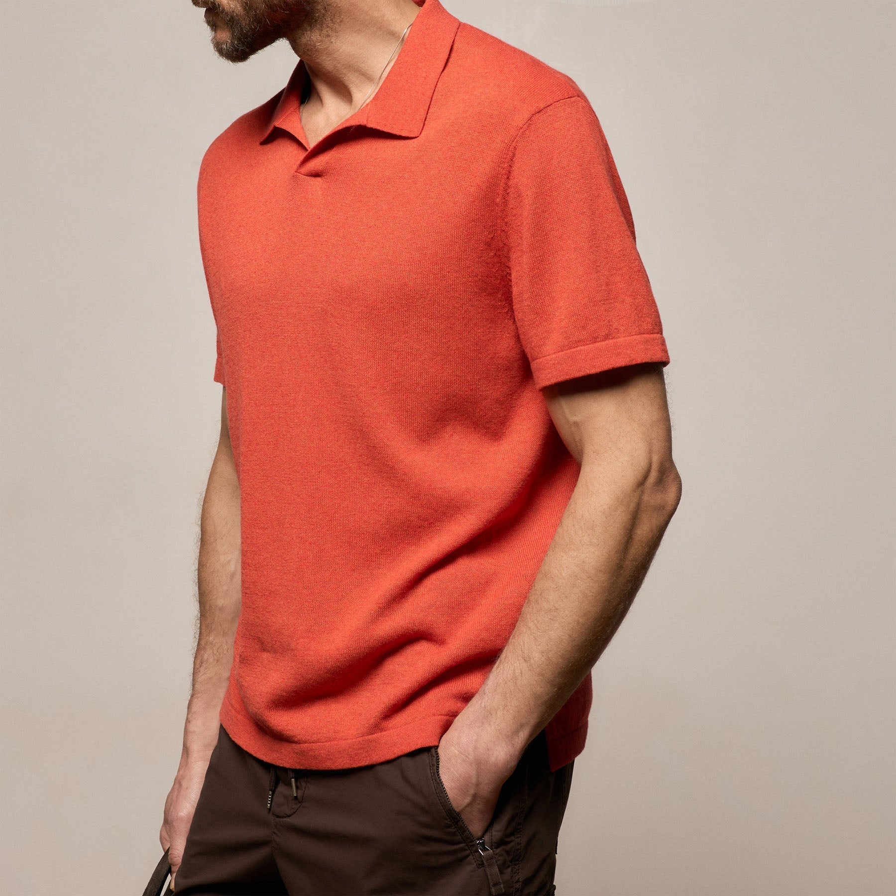 Cotton Cashmere Polo in Blood Orange | James Perse Los Angeles
