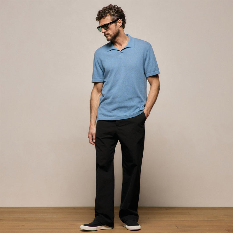 Cotton Cashmere Polo in Denim | James Perse Los Angeles
