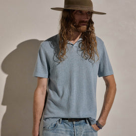 Cotton Cashmere Polo in Sky Blue | James Perse Los Angeles
