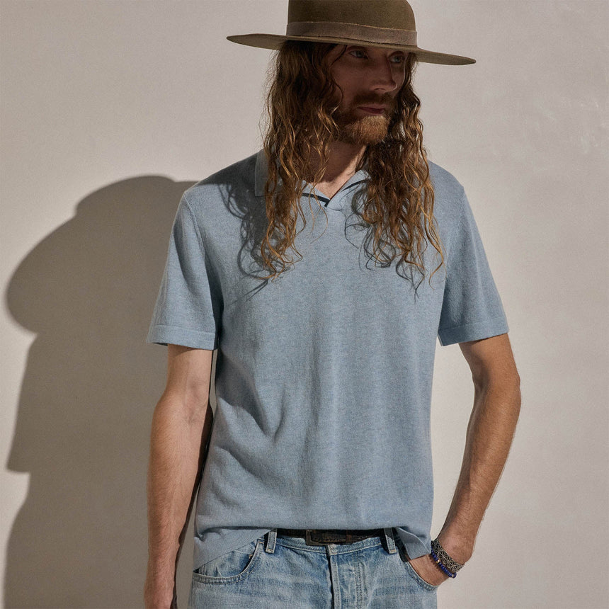 Cotton Cashmere Polo in Sky Blue | James Perse Los Angeles