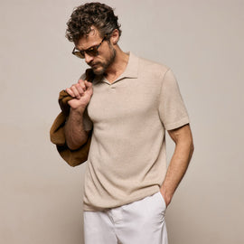 Cotton Cashmere Polo in Wheat | James Perse Los Angeles