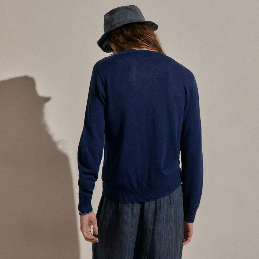 Cotton Cashmere Raglan Crew in Admiral | James Perse Los Angeles