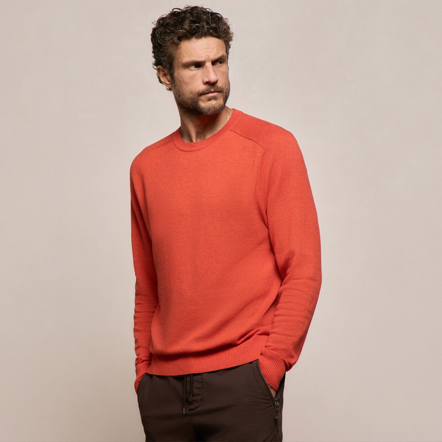 Cotton Cashmere Raglan Crew in Blood Orange | James Perse Los Angeles