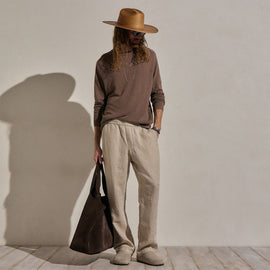 Cotton Cashmere Raglan Crew in Brownstone | James Perse Los Angeles