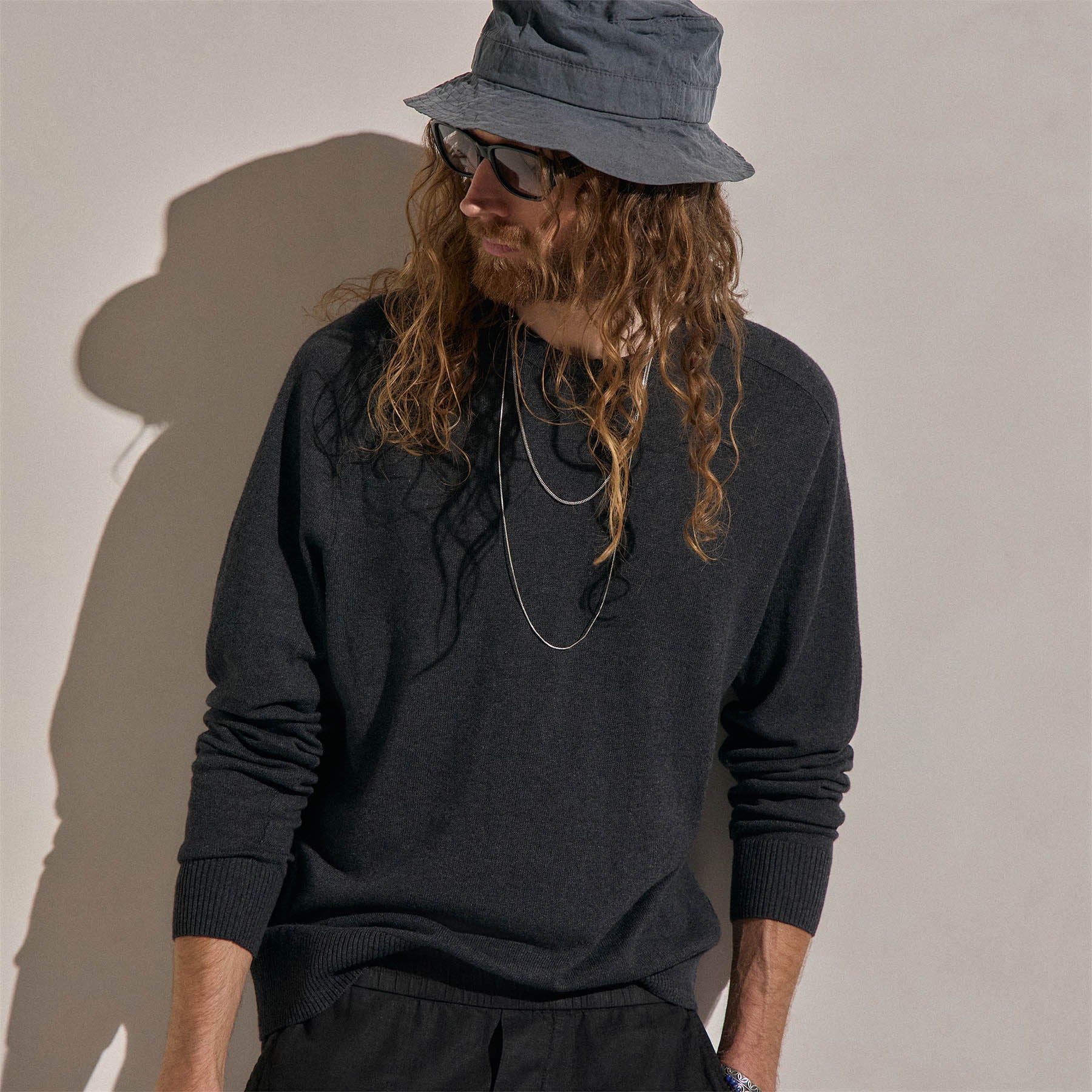 Cotton Cashmere Raglan Crew in Coal | James Perse Los Angeles