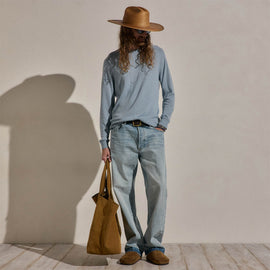 Cotton Cashmere Raglan Crew in Sky Blue | James Perse Los Angeles