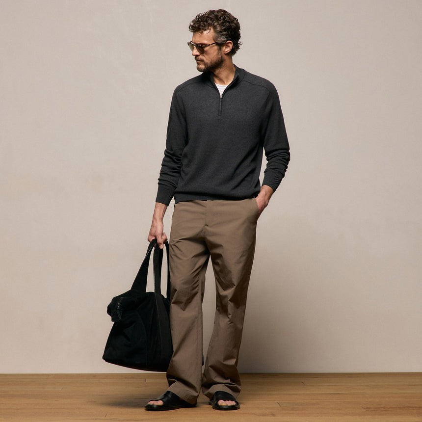 Cotton Cashmere Half Zip in Coal | James Perse Los Angeles