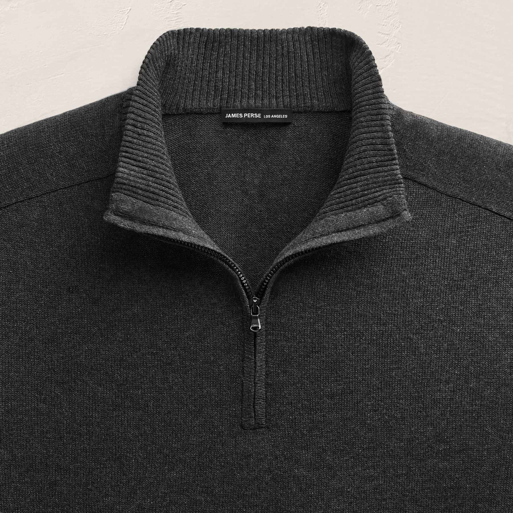 Cotton Cashmere Half Zip In Coal | James Perse Los Angeles