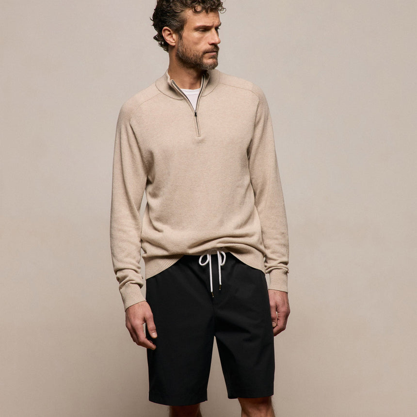Cotton Cashmere Half Zip in Wheat | James Perse Los Angeles
