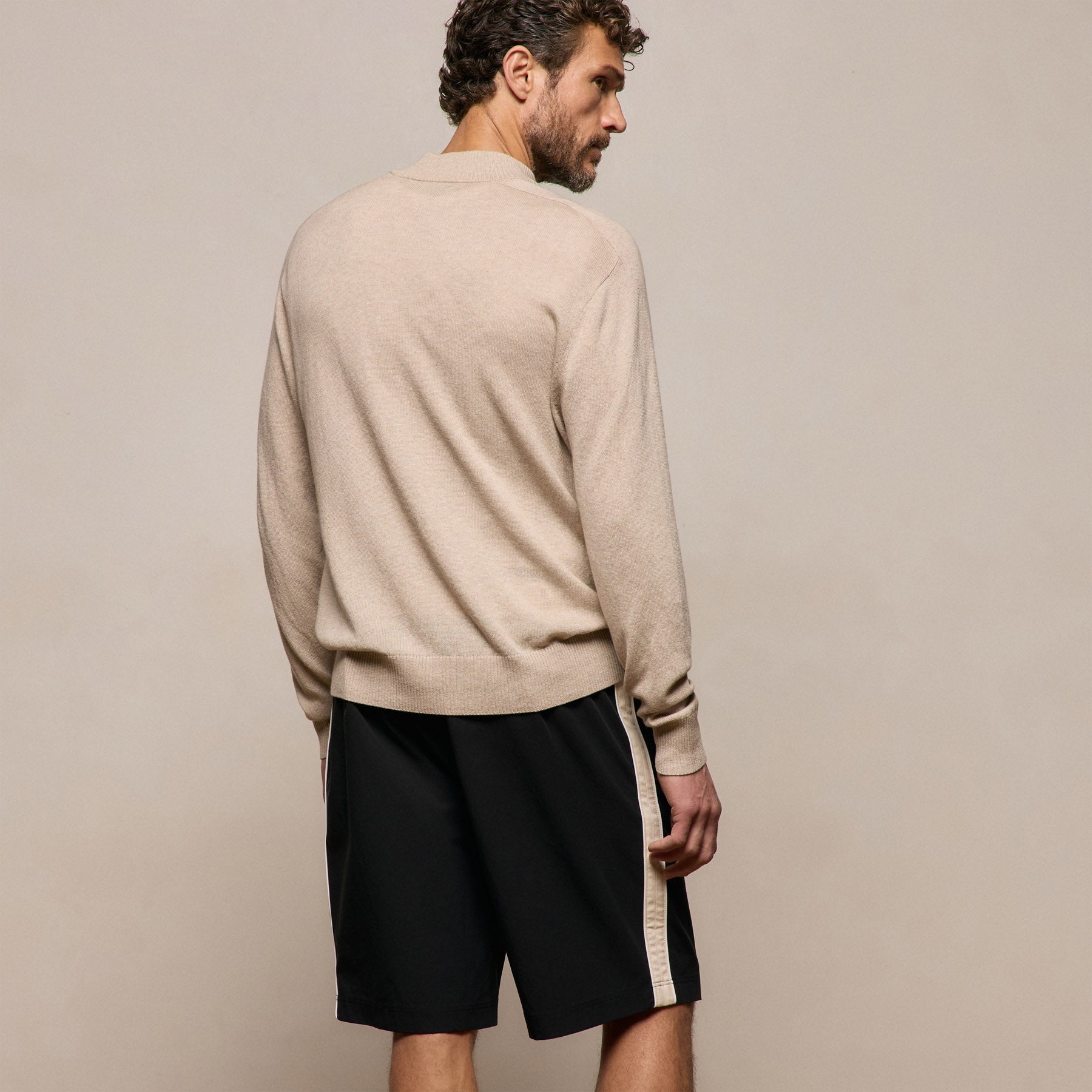 Cotton Cashmere Half Zip in Wheat | James Perse Los Angeles
