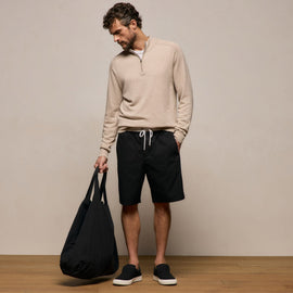 Cotton Cashmere Half Zip in Wheat | James Perse Los Angeles
