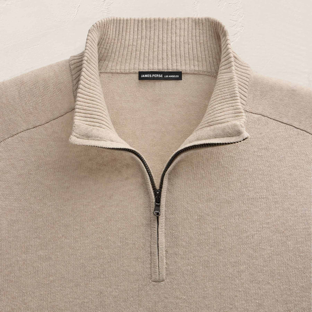 Organic Cotton Cashmere Half Zip in Wheat | James Perse Los Angeles