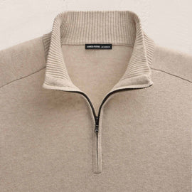 Organic Cotton Cashmere Half Zip in Wheat | James Perse Los Angeles