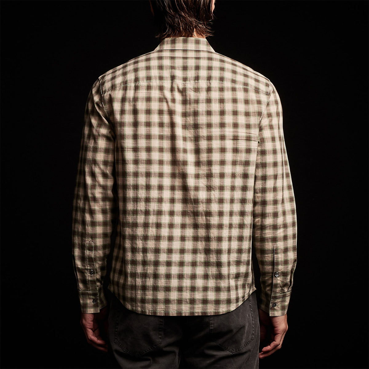 Cotton Plaid Shirt in Mineral/Jungle | James Perse Los Angeles