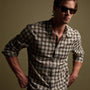 Cotton Plaid Shirt in Mineral/Jungle | James Perse Los Angeles
