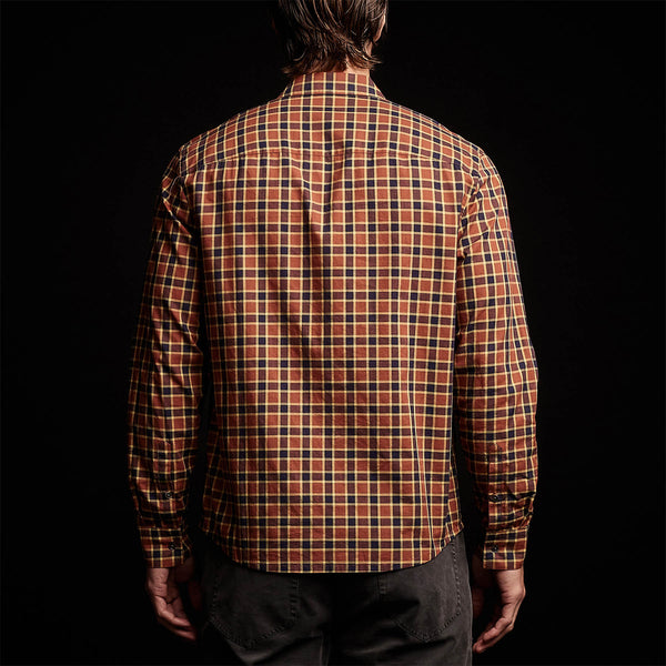 Cotton Plaid Shirt in Tamarind/Navy | James Perse Los Angeles