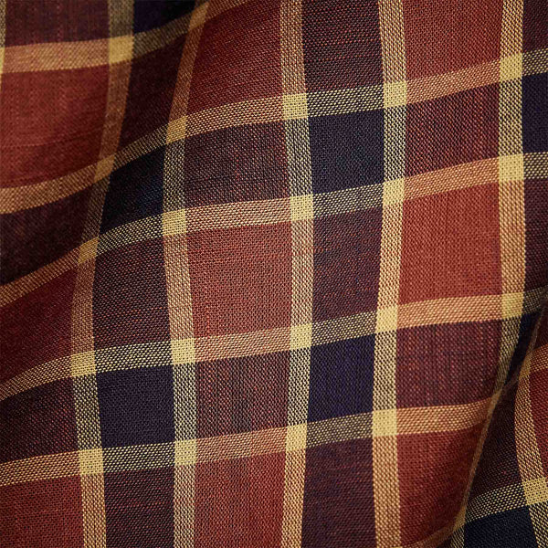 Cotton Plaid Shirt in Tamarind/Navy | James Perse Los Angeles