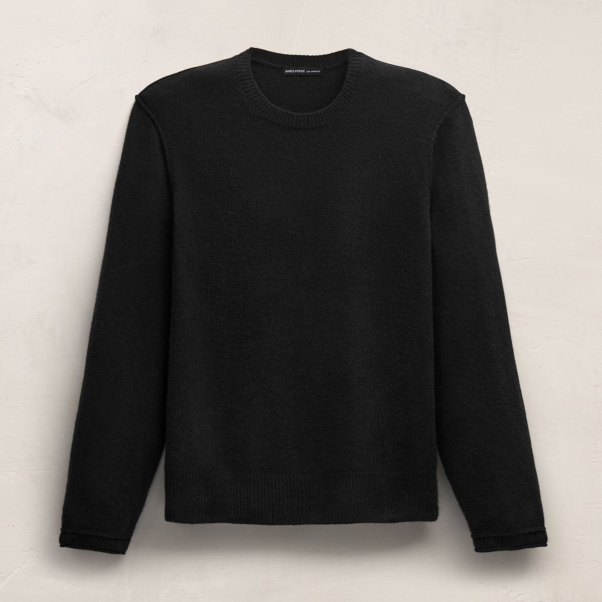 Soft Featherweight Cashmere Crew in Black | James Perse Los Angeles
