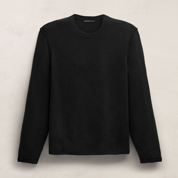 Soft Featherweight Cashmere Crew in Black | James Perse Los Angeles