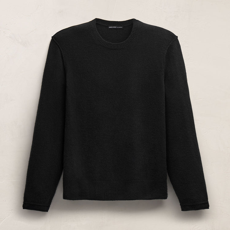 Soft Featherweight Cashmere Crew in Black | James Perse Los Angeles