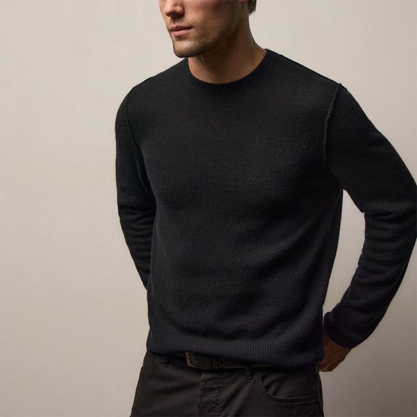 Soft Featherweight Cashmere Crew in Black | James Perse Los Angeles