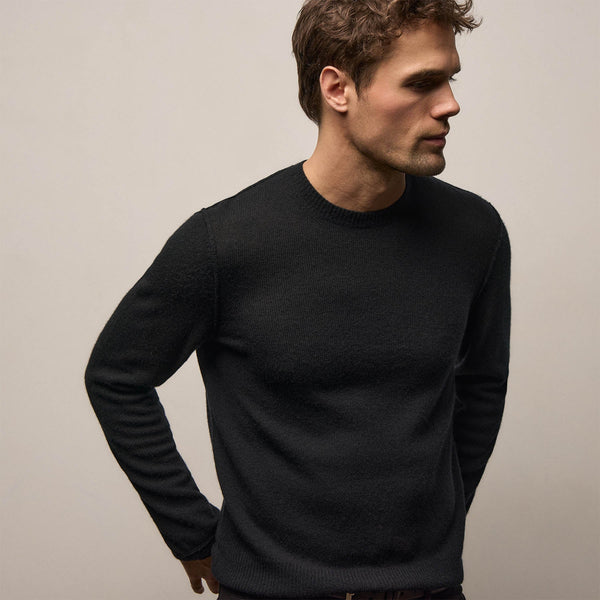 Soft Featherweight Cashmere Crew in Black | James Perse Los Angeles