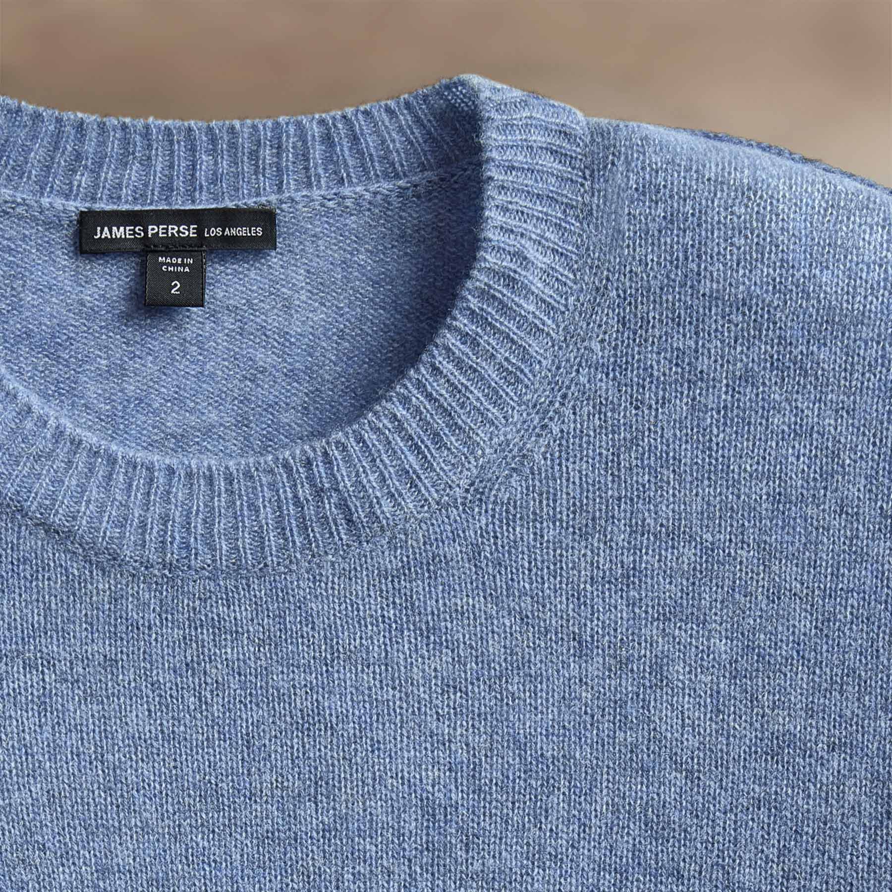Soft Featherweight Cashmere Crew in Blue Sky | James Perse Los Angeles