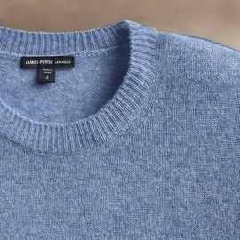 Soft Featherweight Cashmere Crew in Blue Sky | James Perse Los Angeles