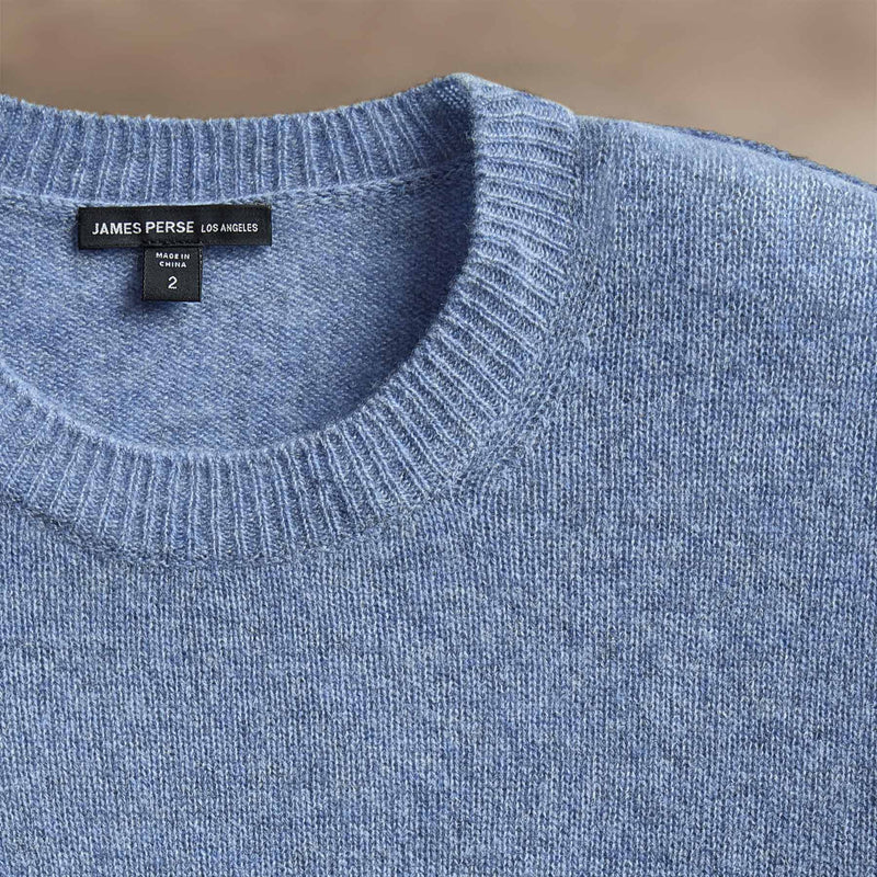 Soft Featherweight Cashmere Crew in Blue Sky | James Perse Los Angeles
