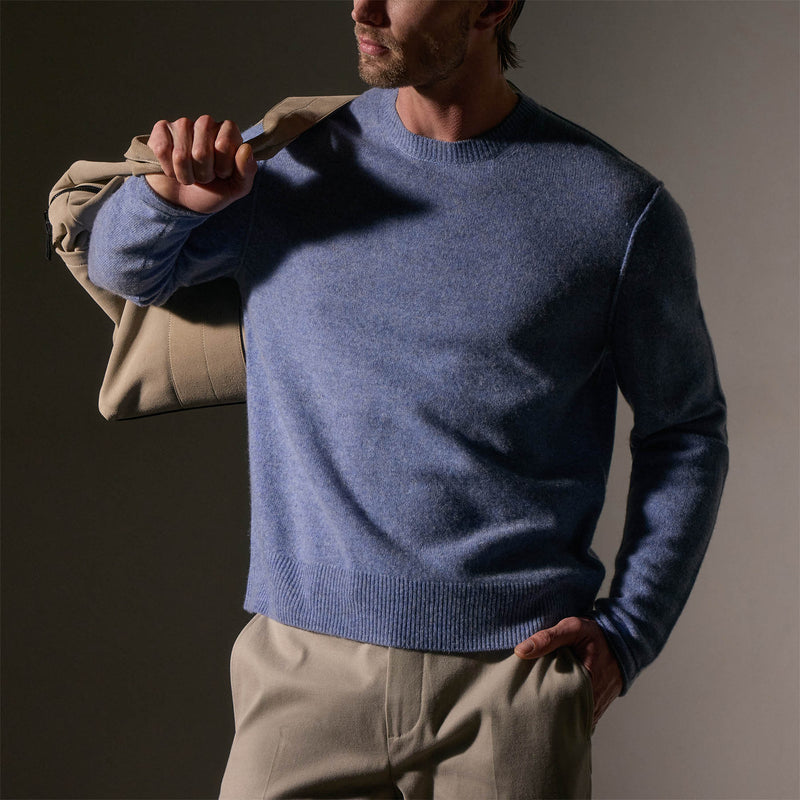 Soft Featherweight Cashmere Crew in Blue Sky | James Perse Los Angeles