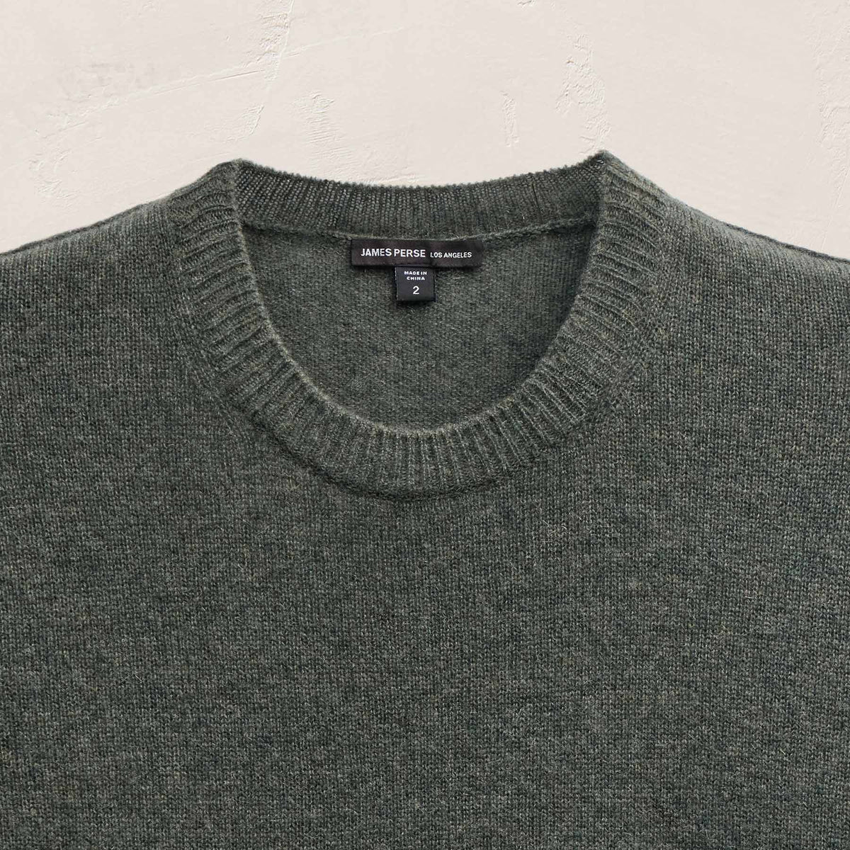 Soft Featherweight Cashmere Crew in Dark Olive | James Perse Los Angeles
