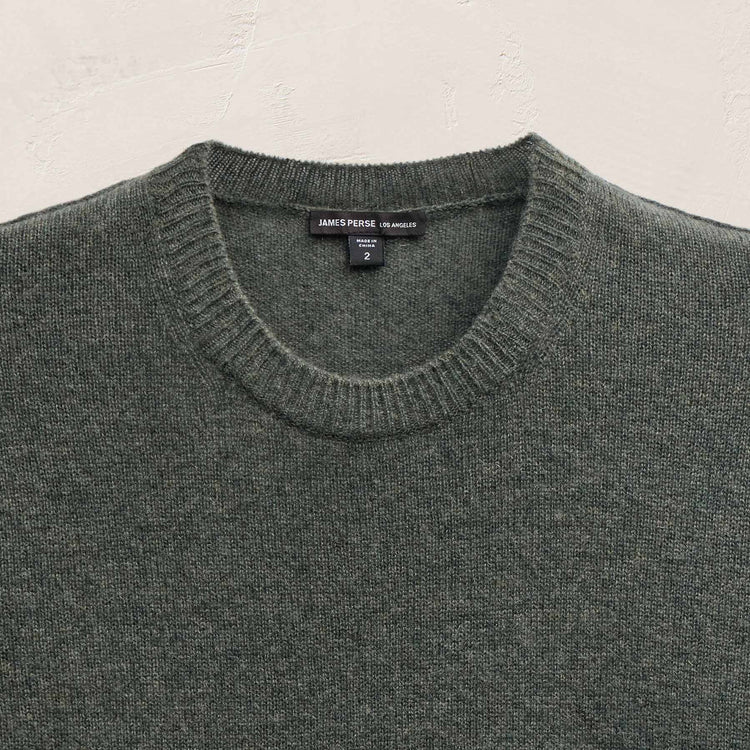 Soft Featherweight Cashmere Crew in Dark Olive | James Perse Los Angeles