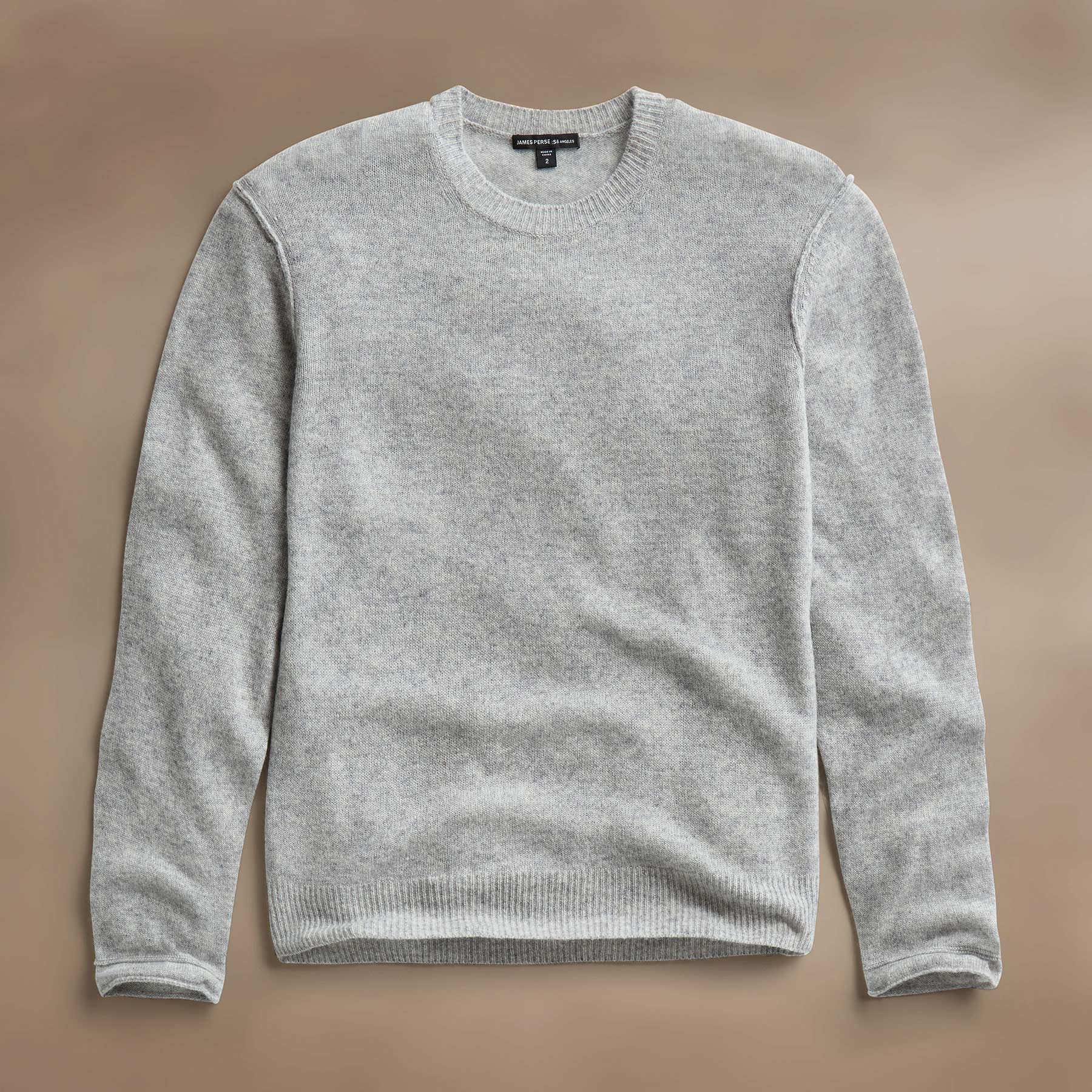 Soft Featherweight Cashmere Crew in Light Heather Grey | James Perse Los Angeles