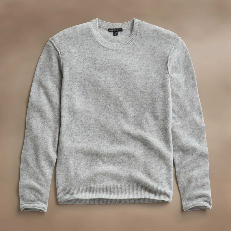 Soft Featherweight Cashmere Crew in Light Heather Grey | James Perse Los Angeles