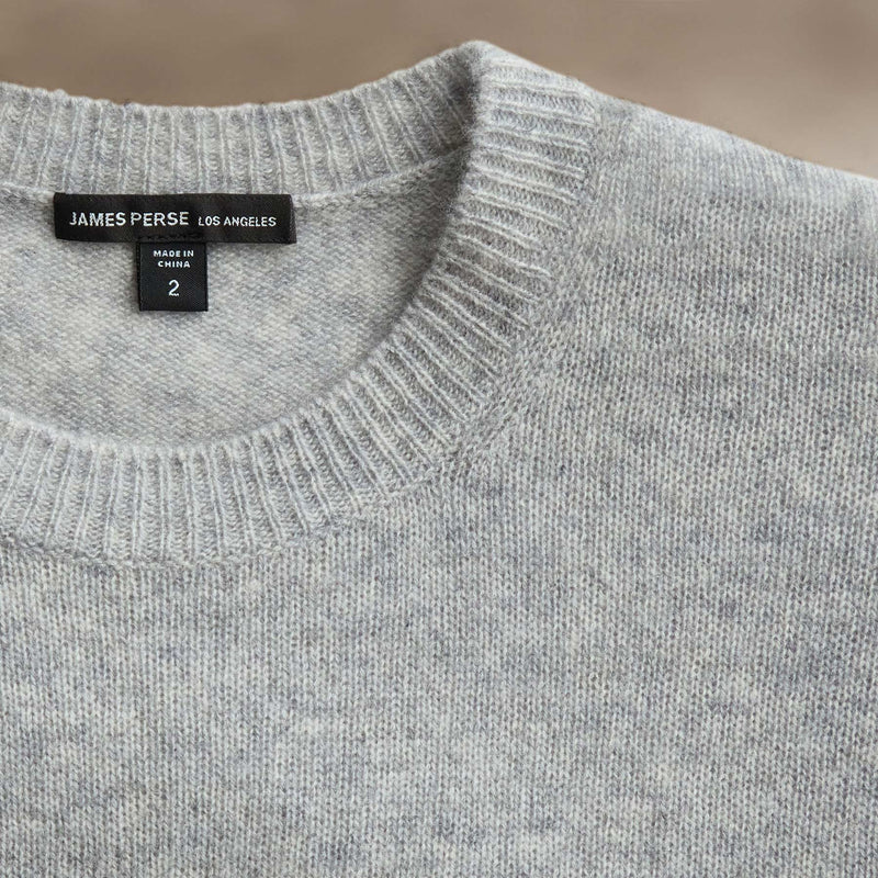 Soft Featherweight Cashmere Crew in Light Heather Grey | James Perse Los Angeles