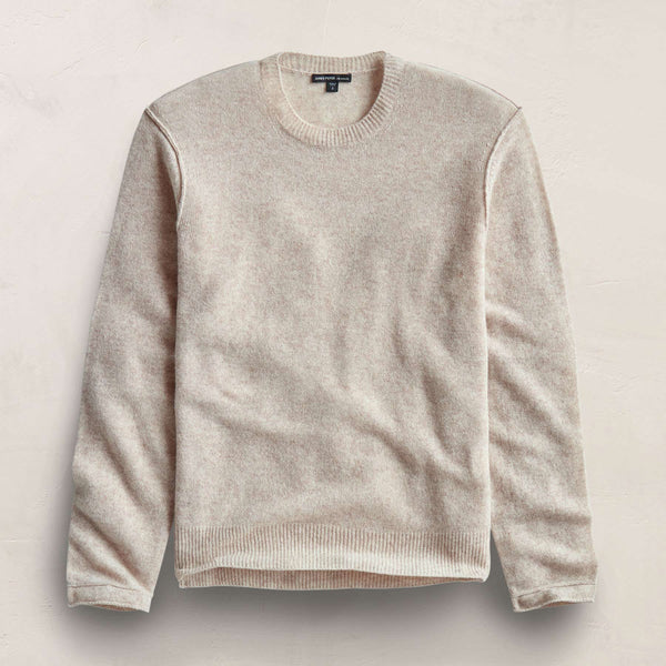 Soft Featherweight Cashmere Crew in Light Beige | James Perse Los Angeles