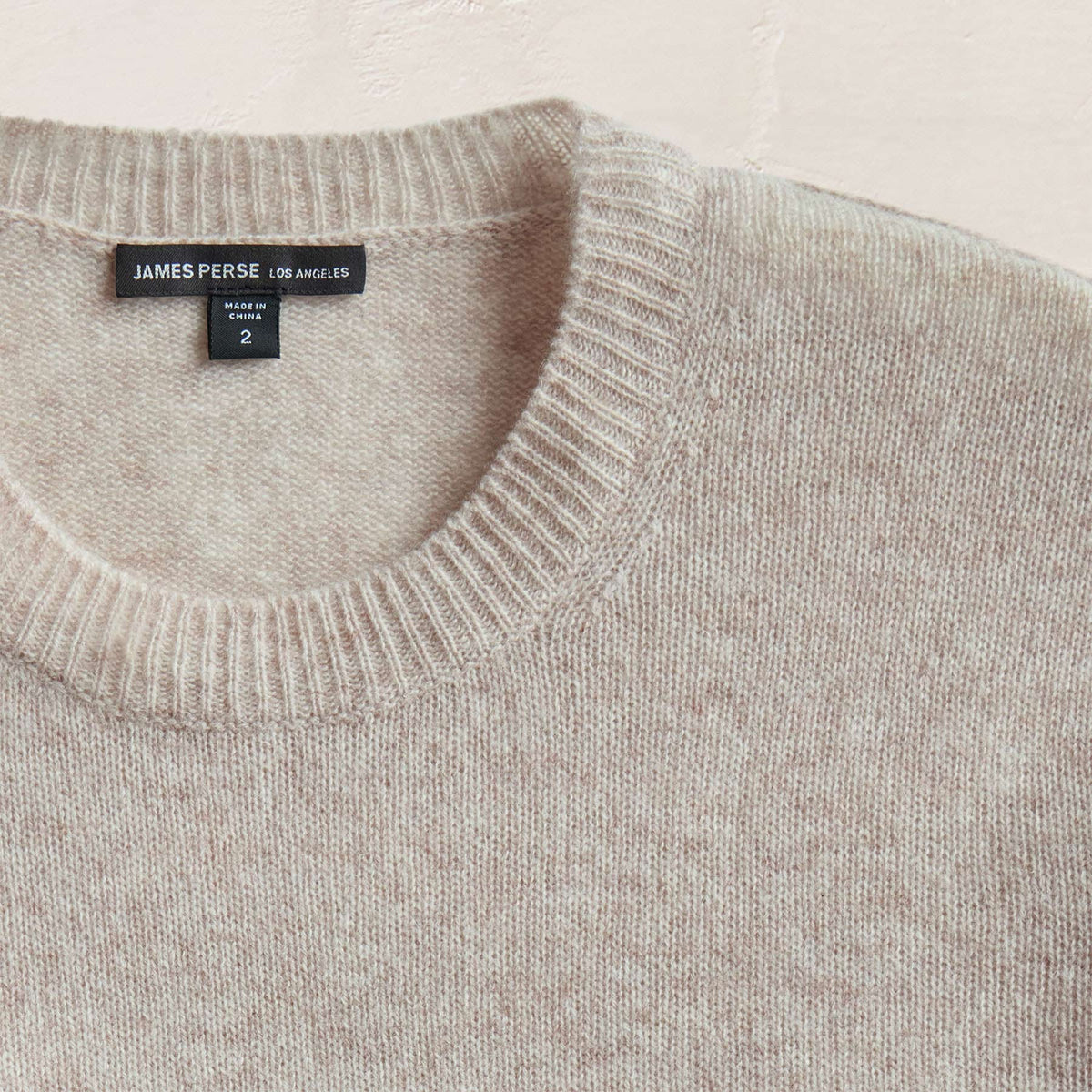 Soft Featherweight Cashmere Crew in Light Beige | James Perse Los Angeles