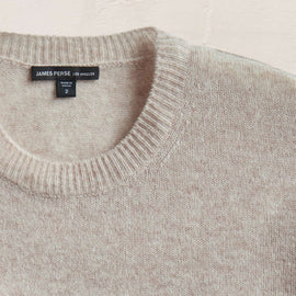 Soft Featherweight Cashmere Crew in Light Beige | James Perse Los Angeles FLAT