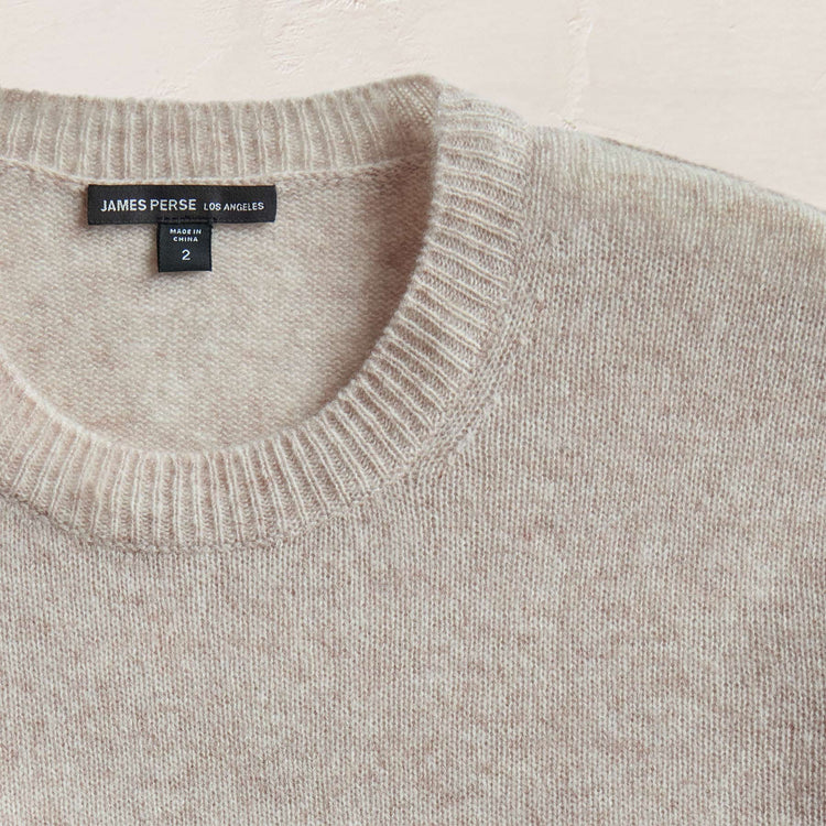 Soft Featherweight Cashmere Crew in Light Beige | James Perse Los Angeles